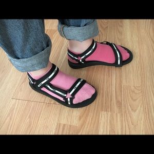 PINK black and white sandals